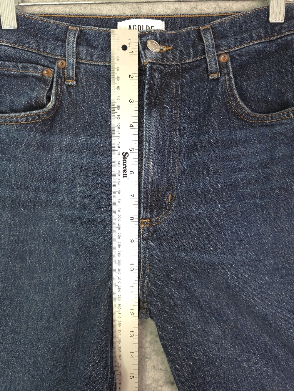 Agolde Ren Relaxed Straight Jeans In Echo Dark Blue Denim - Picture 8 of 9